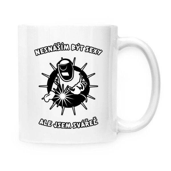 Hrnek malý bílý s potiskem Sexy svářeč