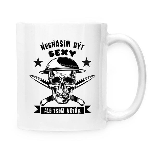 Hrnek malý bílý s potiskem Sexy voják