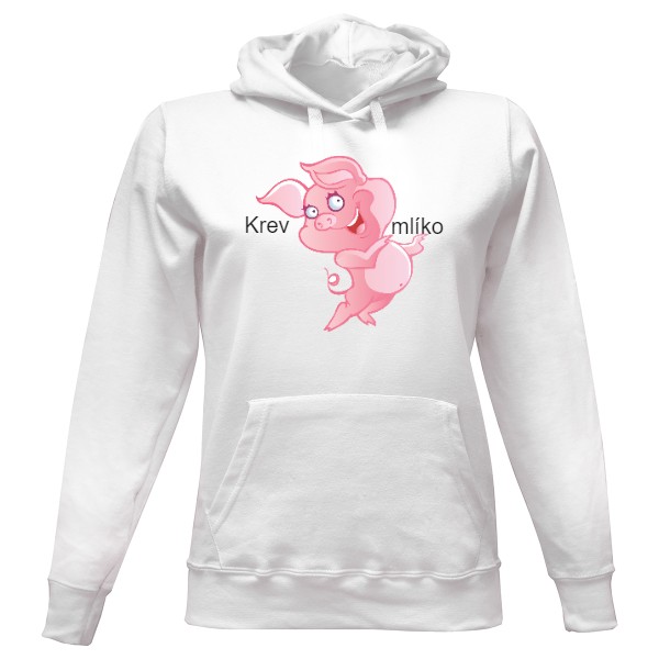 Dámská mikina s kapucí s potiskem krev a mlíko
