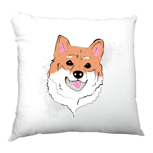 Polštář saténový s potiskem Shiba inu - polštář