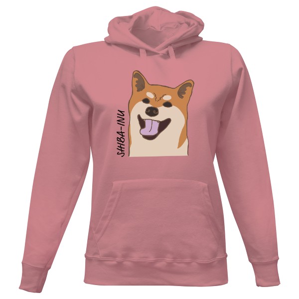 Dámská mikina s kapucí s potiskem Shiba inu