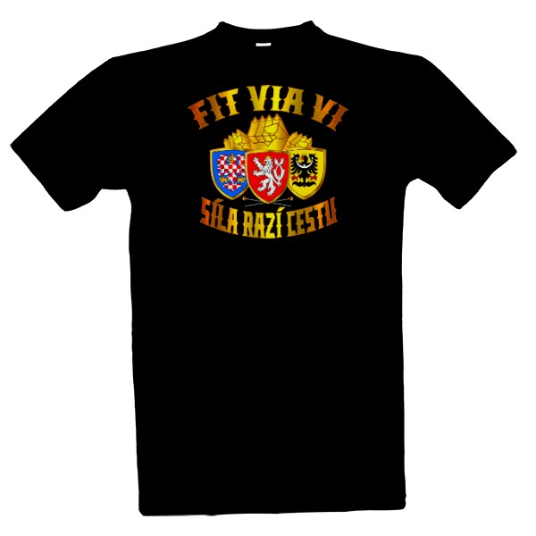 Tričko s potiskem Síla razí cestu-FIT VIA VI zlatý špendlík