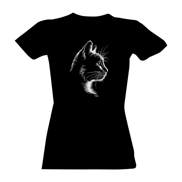 Tričko s potiskem silueta kočka