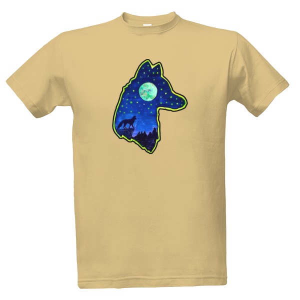 Tričko s potlačou Silueta Lišky – mystický motiv noci, mesiaca a intuice