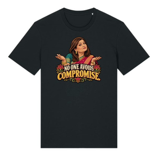 Tričko s potiskem Sima – No One Avoids Compromise