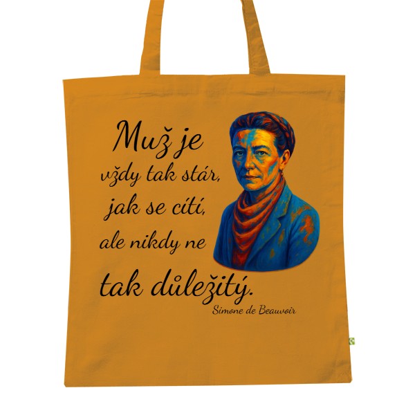 BIO plátěná taška s potiskem Simone de Beauvoir O mužích