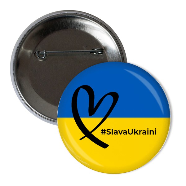 Odznáček  s potiskem Slava Ukraini - Symbol Srdce