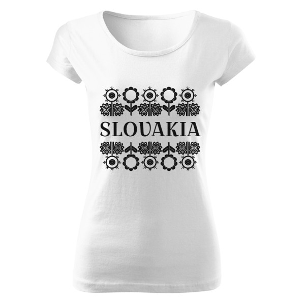 Tričko s potiskem Slovakia kvietky čierne