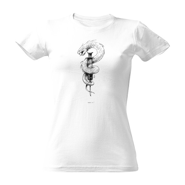 Tričko s potiskem Snake Oil" Tričko Dámské