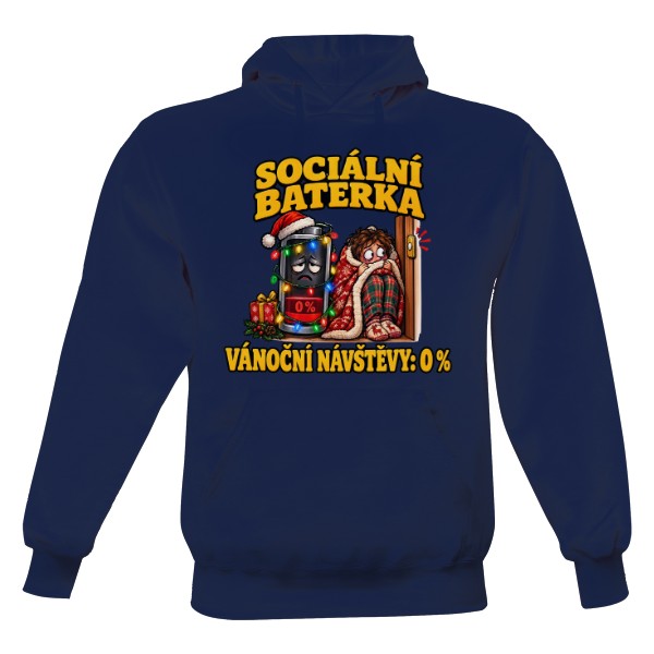 Men's hoodie Social Battery: 0 % – Introvert Over the Holidays