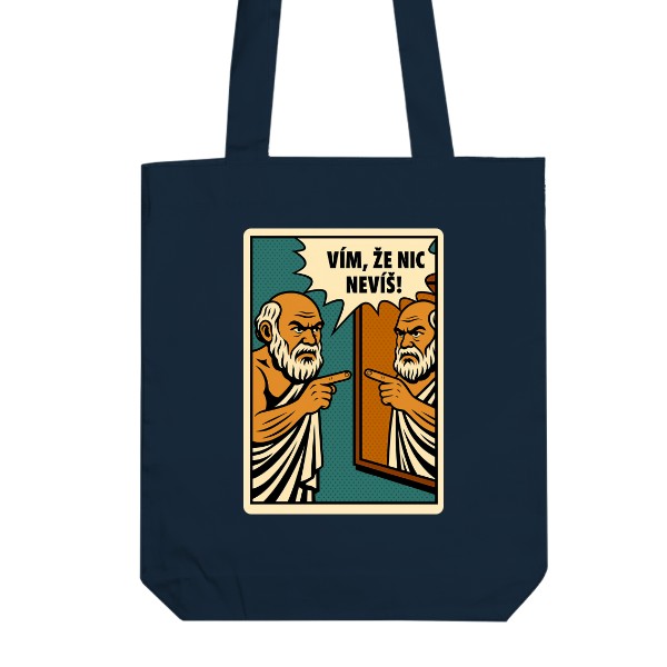 Taška z bio bavlny s potlačou Sokrates - vím