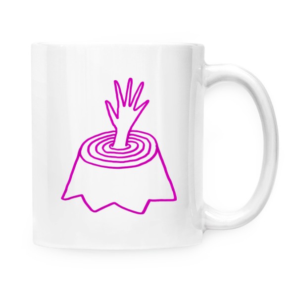 Hrnek malý bílý s potiskem SOS - Chernobyl - ruka a pařez