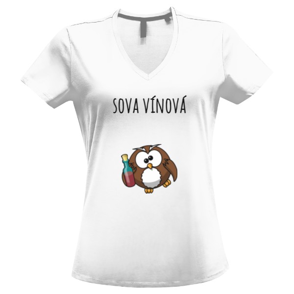 Tričko s potiskem sova vínová