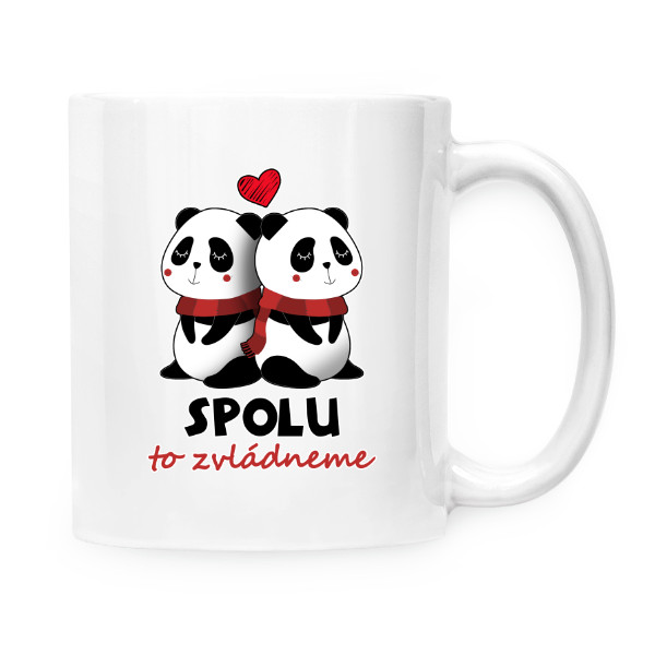 Hrnek malý bílý s potiskem Spolu to zvládneme