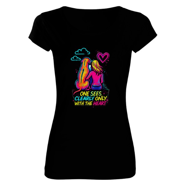 Tričko s potiskem Správně vidíme pouze srdcem
