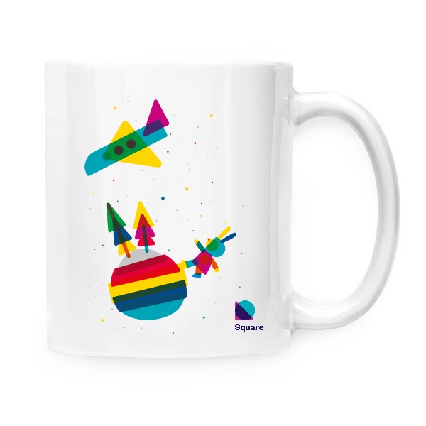 Square color graphic on the mug