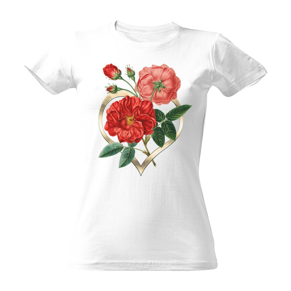 Tričko s potiskem Srdce s květy