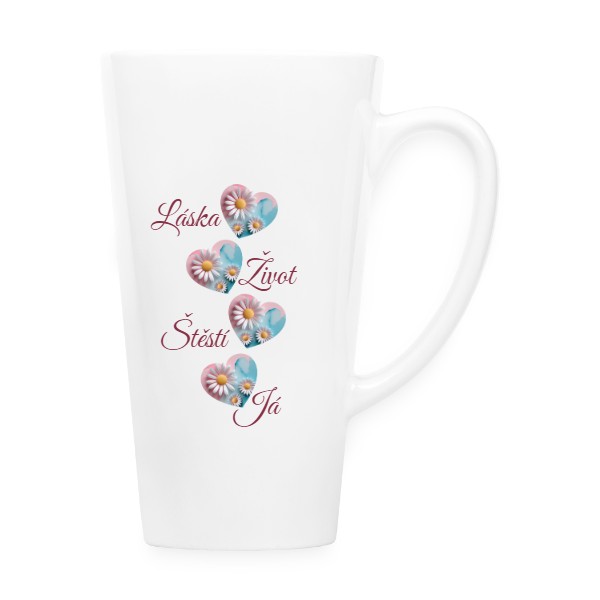 Hrnček latté s potlačou Srdíčka a já1