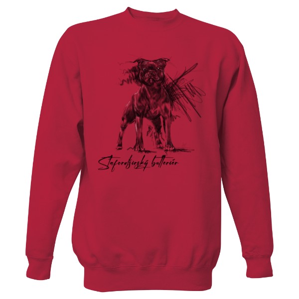 Mikina bez kapucne Unisex s potlačou Stafordširský bulteriér