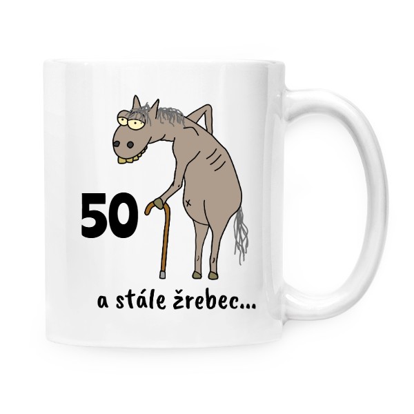 Hrnček malý biely s potlačou Stále žrebec