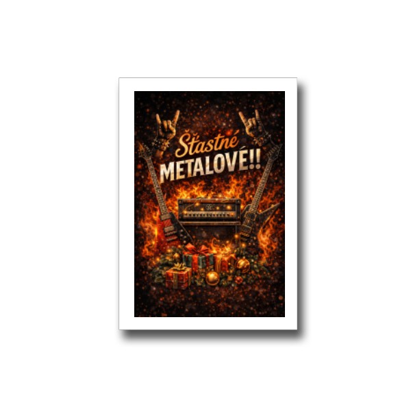 Přáníčko s potiskem stastné a metalové