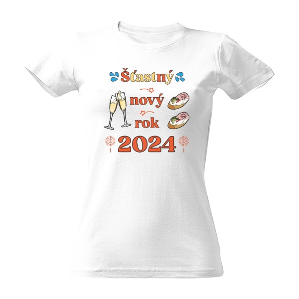 Tričko s potiskem Šťastný nový rok 2024