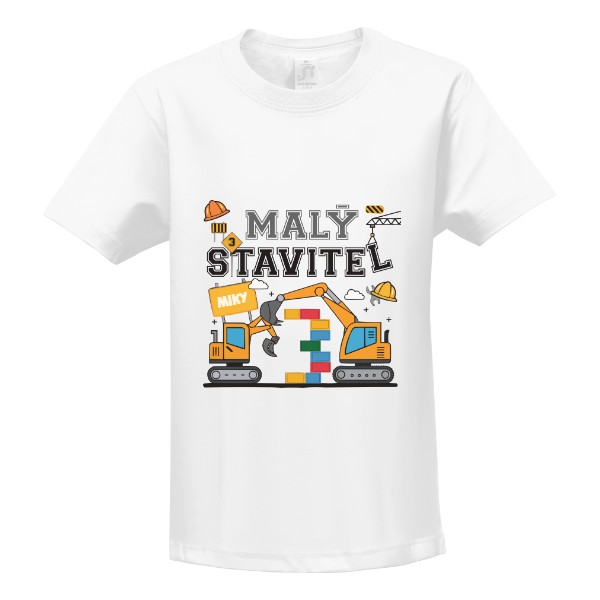Tričko s potiskem Stavitel narozeninové 3 roky se jménem