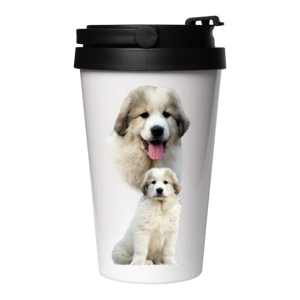 Cestovní nerezový hrnek s potiskem Pyrenejský horský pes