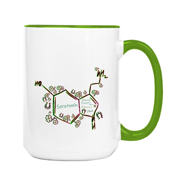 Hrnek velký barevný s potiskem Štěstí - Serotonín 