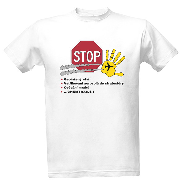 Tričko s potiskem STOP Chemtrails (bílá)