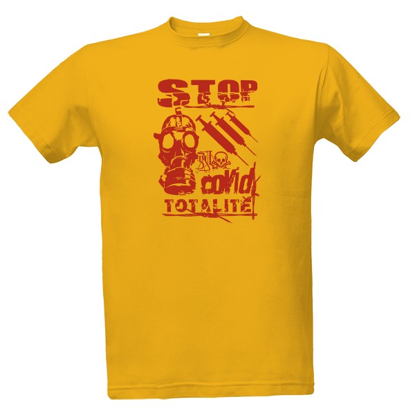 Tričko s potiskem Stop covid totalitě-maska