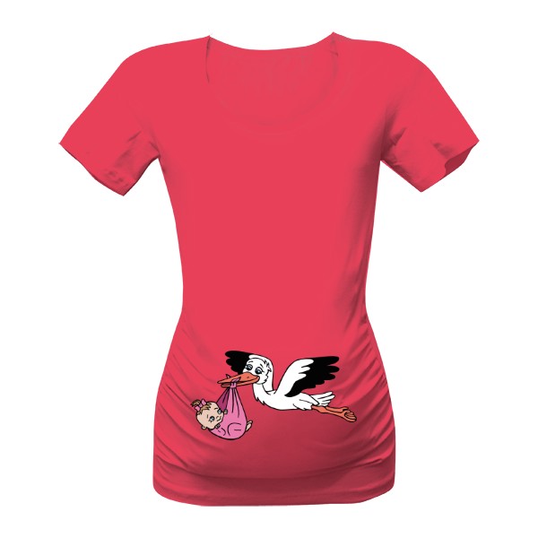 Stork with baby - girl T-shirt