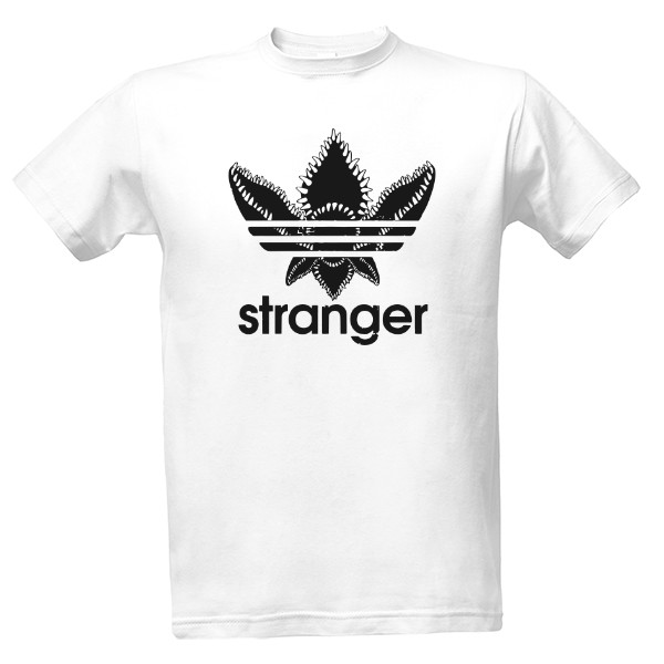 Tričko s potiskem Stranger Things Adidas parody - bílé