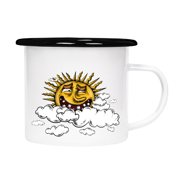 Tin mug - enamel hem s potiskem Sun tin mug