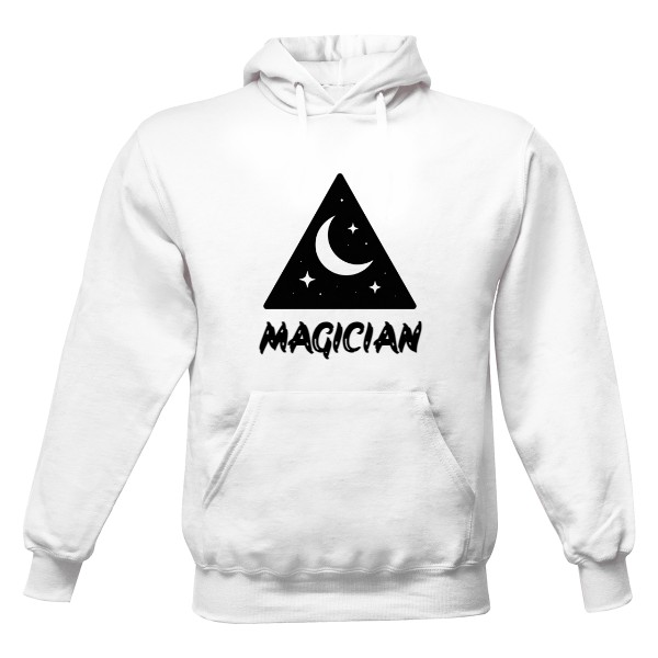 Pánská mikina s kapucí Just Hoods s potiskem Symbol MAGICIAN – Mystický symbol měsíce a hvězd