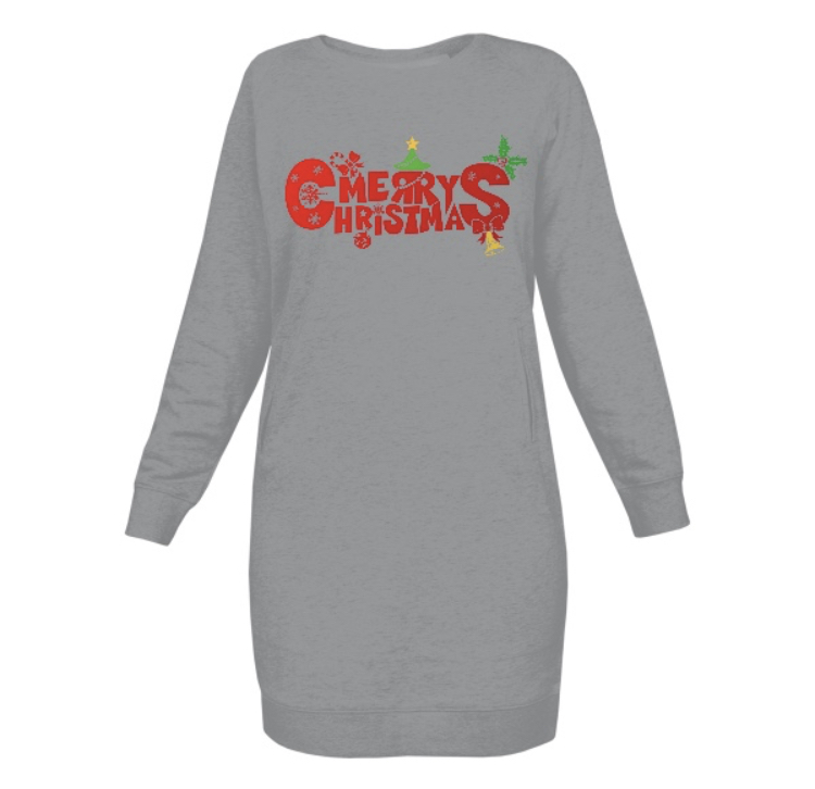 Mikinové šaty Organic s potiskem Dámská mikina Merry Christmas