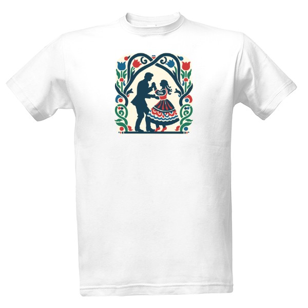 Tričko s potlačou Tancujem v rytme folklóru – s srdcom na tanečnom parkete