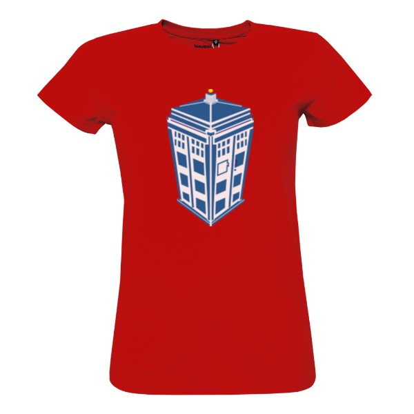 Tričko s potiskem Tardis modro bílá