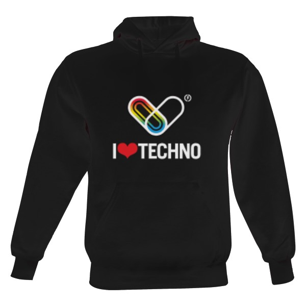 Pánská mikina s kapucí s potiskem Techno