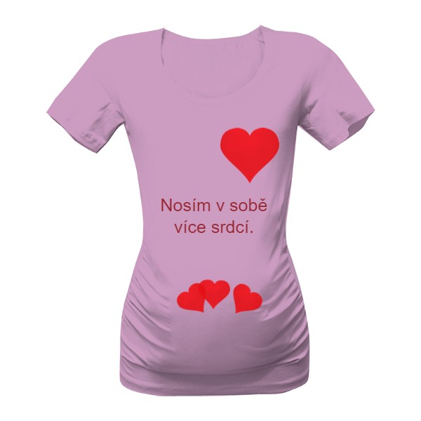Tričko s potiskem Těhotenské tričko - Více srdcí 2