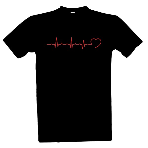 Tričko s potiskem Tep srdce - Černé triko