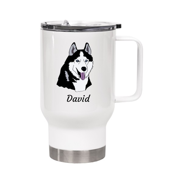 Cestovní nerezový hrnek s potiskem Termohrnek - Husky