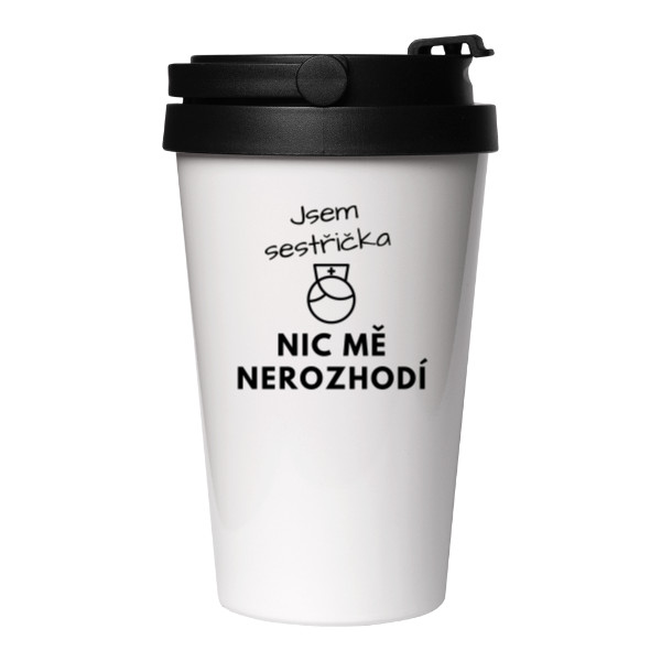 Cestovný nerezový hrnček s potlačou Termohrnek-Jsem sestřička