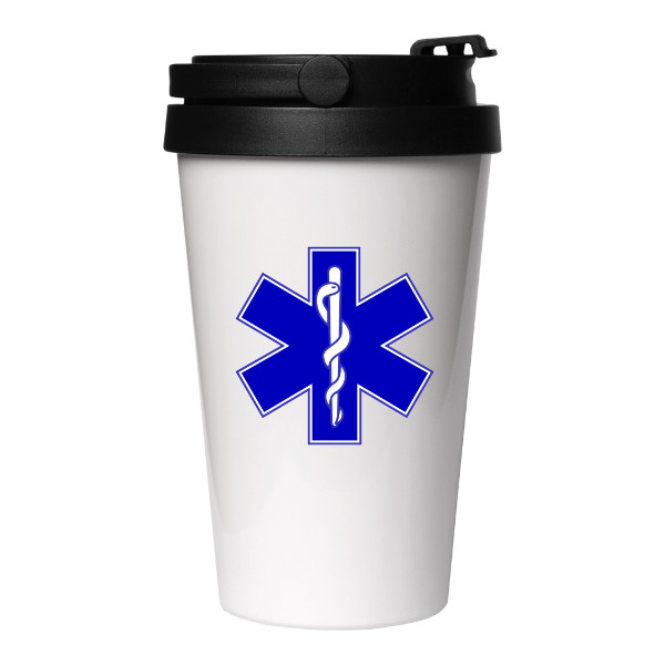 Cestovný nerezový hrnček s potlačou Termohrnek- Modrá hvězda