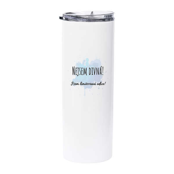 White stainless thermo mug with straw s potiskem Nový produkt