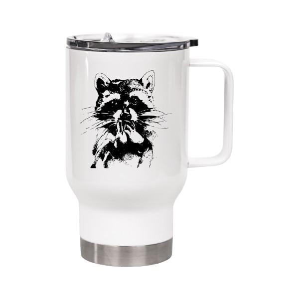 Thermo cup with handle s potiskem cute raccoon,I love raccoons