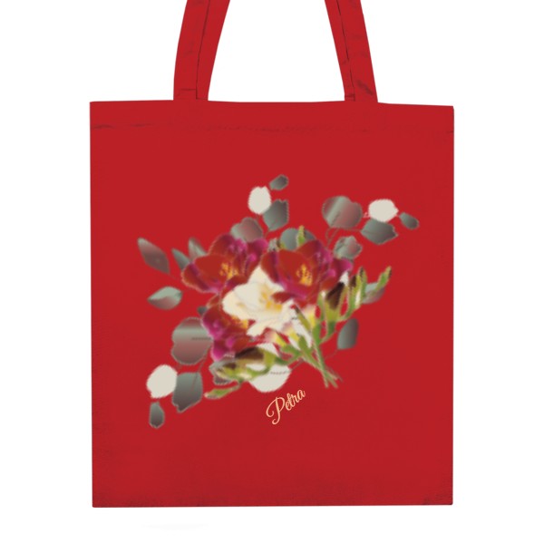 Textilní taška - Červené květy a Eukalyptus