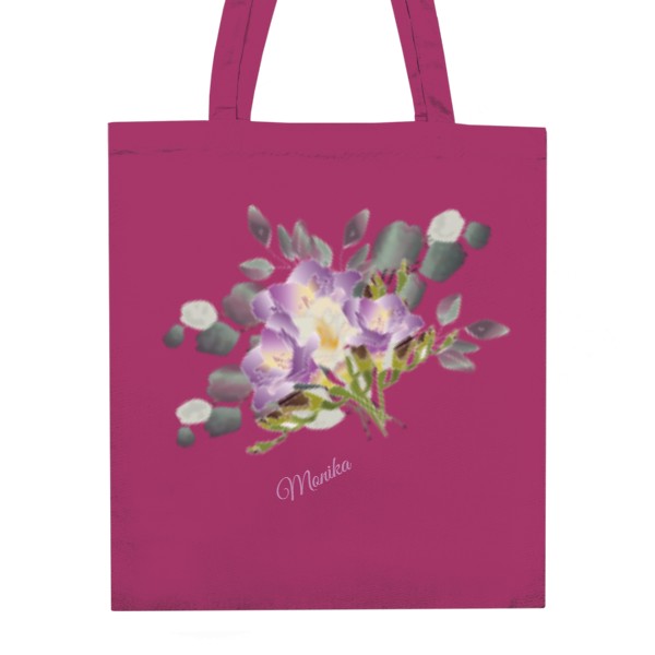 Textilní taška - Fialové květy a Eukalyptus