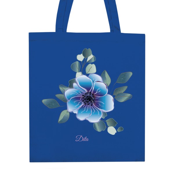 Textilní taška - Modrý květ a Eukalyptus