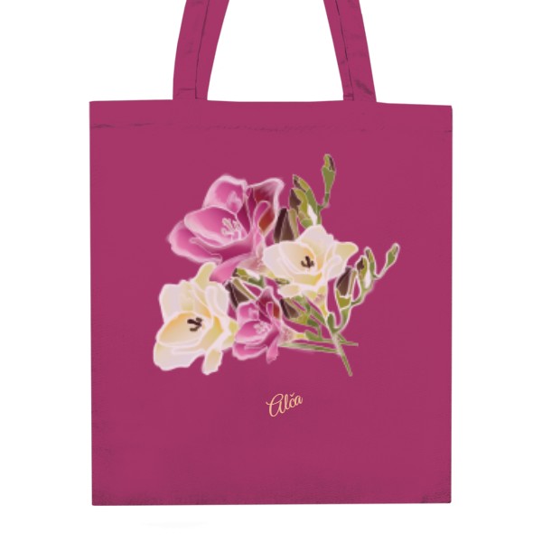 Textilní taška - Růžové květy a Eukalyptus